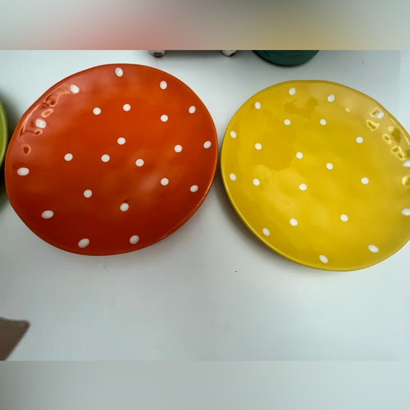 Set of 3 Maxwell & Williams Orange Yellow Green “Sprinkle Plate 8" Polka Dot EUC - Picture 9 of 10
